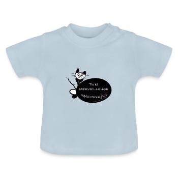 bubble happy the cat you're wonderful - Baby Organic T-Shirt with Round Neck - light blue - Front