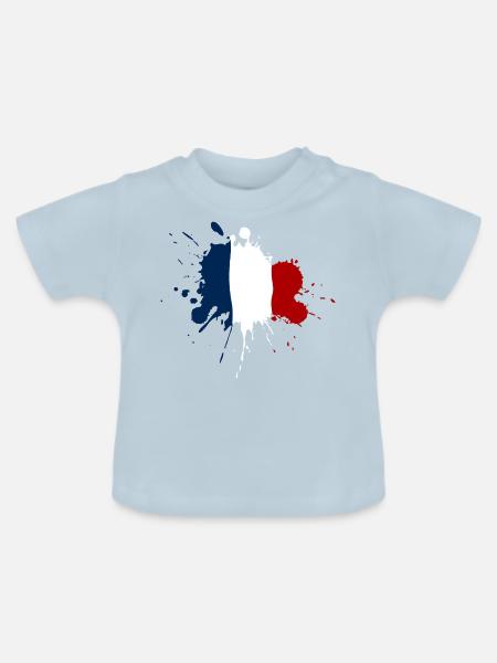 Frankreich Flagge Fleckendesign - Baby Bio-T-Shirt mit Rundhals - Hellblau