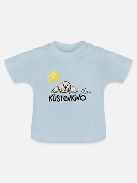 Küstenkind Robbe - Baby Bio-T-Shirt mit Rundhals - Hellblau