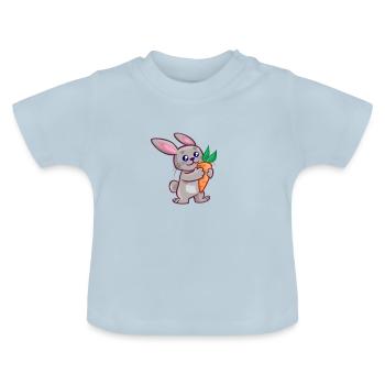 Niedliches Hase mit einer Karotte - Baby Bio-T-Shirt mit Rundhals - Hellblau - Vorne