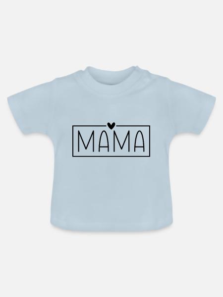 Mama Rahmen Herz Mutter Liebe Muttertag Geschenk - Baby Bio-T-Shirt mit Rundhals - Hellblau