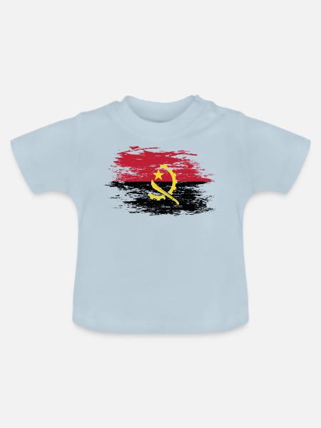 Angola Flagge used - Baby Bio-T-Shirt mit Rundhals - Hellblau