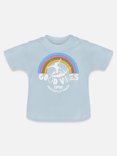 Surf Teahupoo Experte - Baby Bio-T-Shirt mit Rundhals - Hellblau
