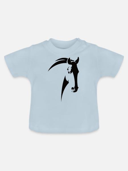 Pferdekopf - Baby Bio-T-Shirt mit Rundhals - Hellblau