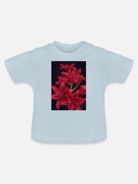 Flowerpower - Baby Bio-T-Shirt mit Rundhals - Hellblau