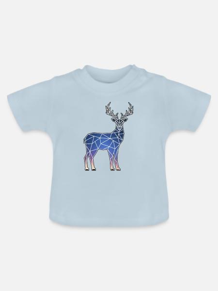 Hirsche und Nachthimmel - Baby Bio-T-Shirt mit Rundhals - Hellblau