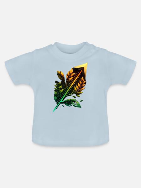 Feder 3 - Baby Bio-T-Shirt mit Rundhals - Hellblau