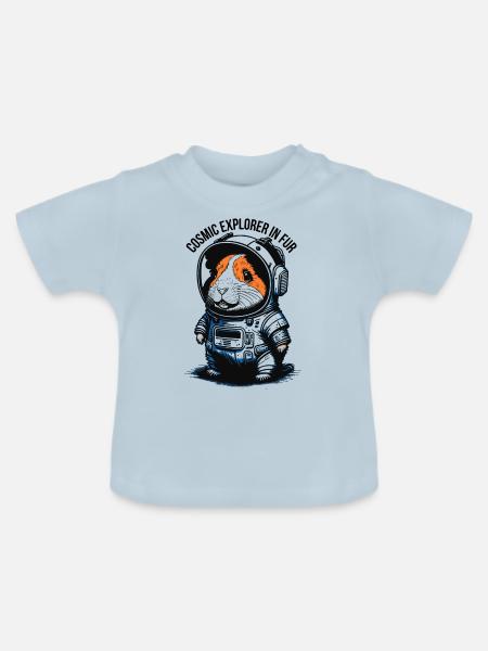 Pelziger Raumfahrer - Baby Bio-T-Shirt mit Rundhals - Hellblau