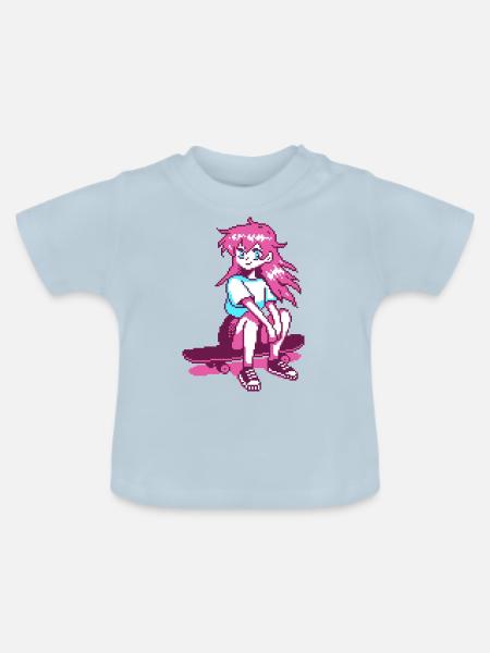 8bit sk8er grl - Baby Bio-T-Shirt mit Rundhals - Hellblau