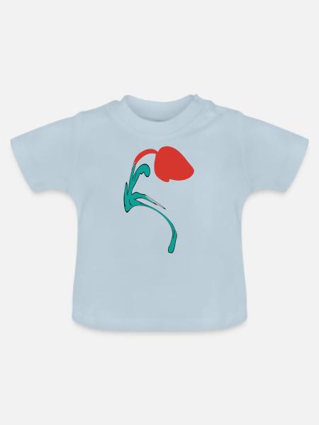 Sommerblume in Rot - Baby Bio-T-Shirt mit Rundhals - Hellblau