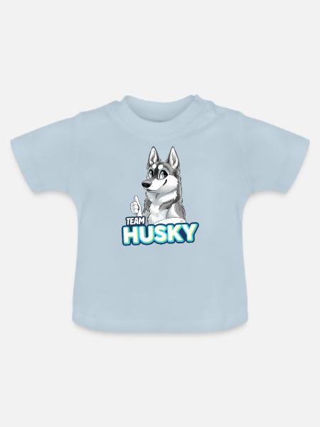 TEAM Husky - Grau - Baby Bio-T-Shirt mit Rundhals - Hellblau