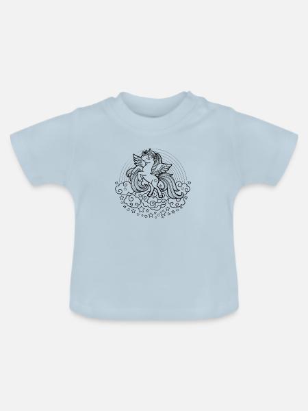 Einhorn Mädchen Geschenk - Baby Bio-T-Shirt mit Rundhals - Hellblau