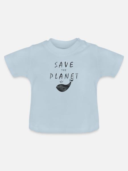 Save The Planet - Baby Bio-T-Shirt mit Rundhals - Hellblau