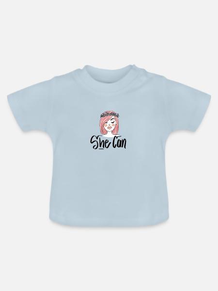 She Can - Baby Bio-T-Shirt mit Rundhals - Hellblau