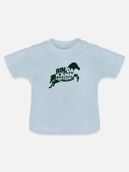 bin da pferd 1 - Baby Bio-T-Shirt mit Rundhals - Hellblau