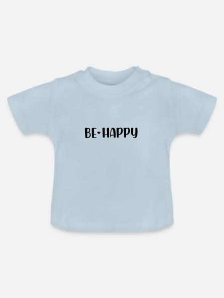 Be Happy - Baby Bio-T-Shirt mit Rundhals - Hellblau