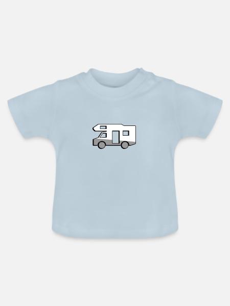 Campingbus - Illustration - Baby Bio-T-Shirt mit Rundhals - Hellblau