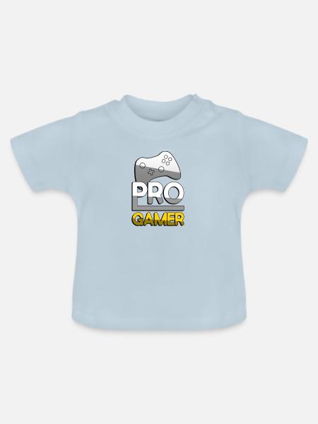 PRO GAMER (Gelb) + Controller - Gaming - Baby Bio-T-Shirt mit Rundhals - Hellblau