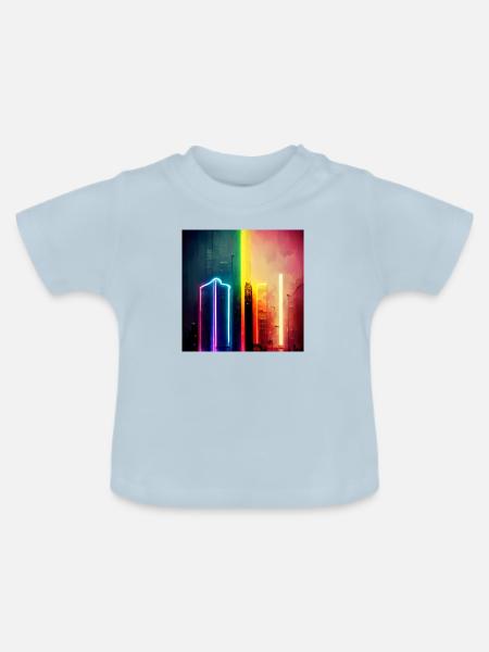 Pride Regenbogen Liebe Neonlichter - Baby Bio-T-Shirt mit Rundhals - Hellblau
