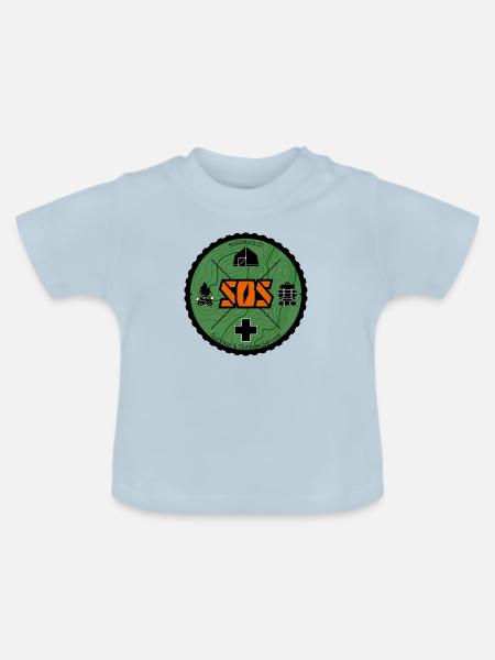 SOS Logo grün - Baby Bio-T-Shirt mit Rundhals - Hellblau