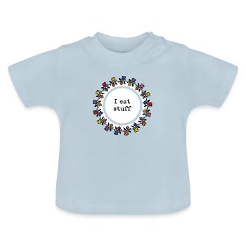 I eat stuff - Baby Organic T-Shirt with Round Neck - light blue - Front