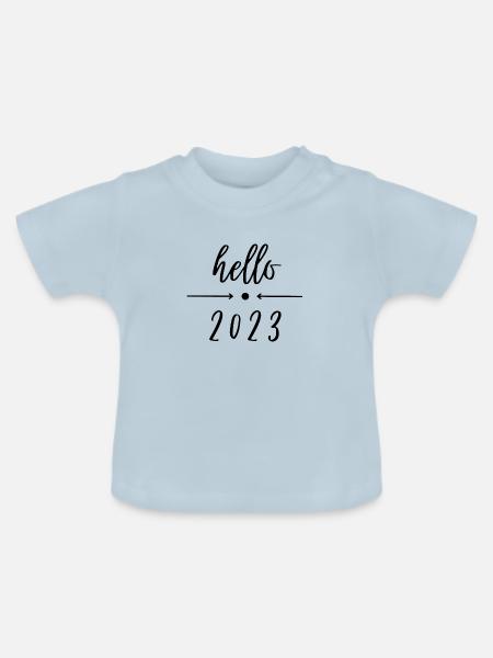 hello 2023 - hello party, Silvester - Baby Bio-T-Shirt mit Rundhals - Hellblau