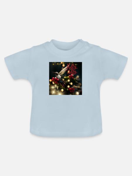 Holly Jolly – Weihnachtskolibri - Baby Bio-T-Shirt mit Rundhals - Hellblau