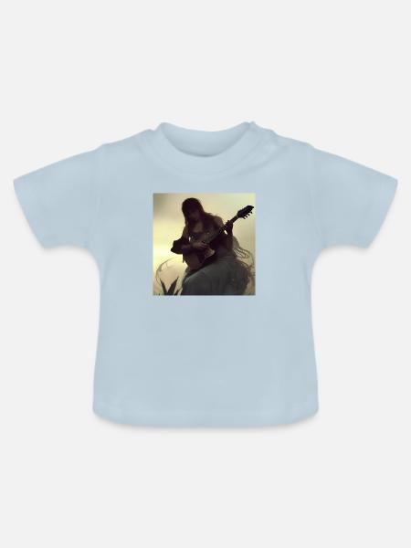 Antikes Gitarristenfoto - Baby Bio-T-Shirt mit Rundhals - Hellblau