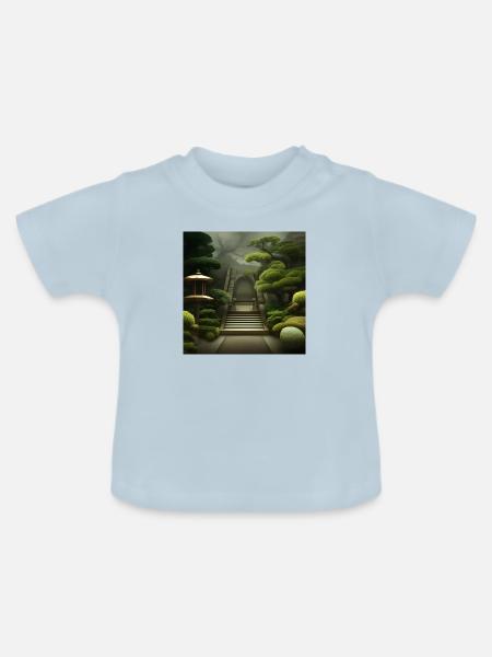 Blühen Bonzai-Bäume - Baby Bio-T-Shirt mit Rundhals - Hellblau
