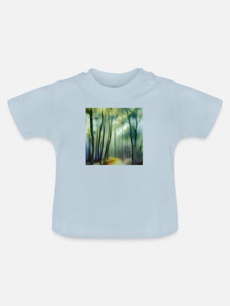 Nebel im Aquarellwald - Baby Bio-T-Shirt mit Rundhals - Hellblau