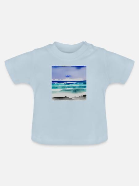 Meerwasserfarben - Baby Bio-T-Shirt mit Rundhals - Hellblau