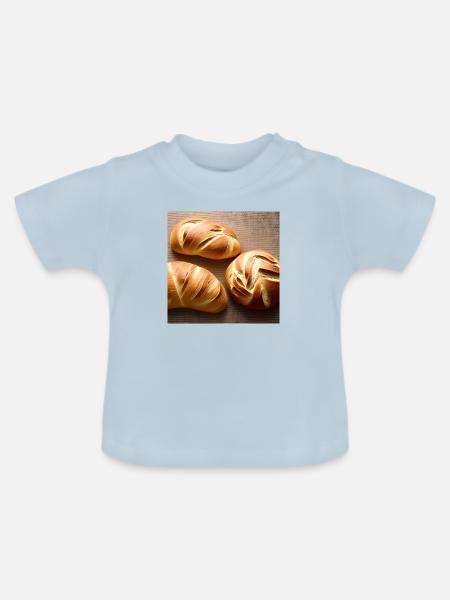 Porträt eines knusprigen Brotes - Baby Bio-T-Shirt mit Rundhals - Hellblau