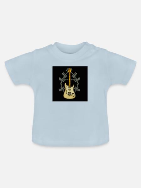 Gitarre Shirt - Baby Bio-T-Shirt mit Rundhals - Hellblau