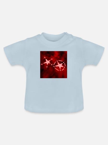 2 ROTE STERNE - Baby Bio-T-Shirt mit Rundhals - Hellblau