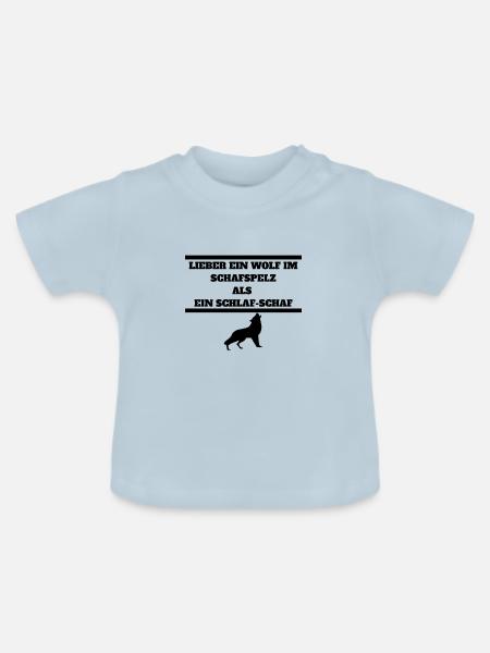 " WOLF IM SCHAFSPELZ" - Baby Bio-T-Shirt mit Rundhals - Hellblau
