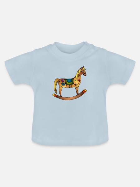 Pferd - Baby Bio-T-Shirt mit Rundhals - Hellblau