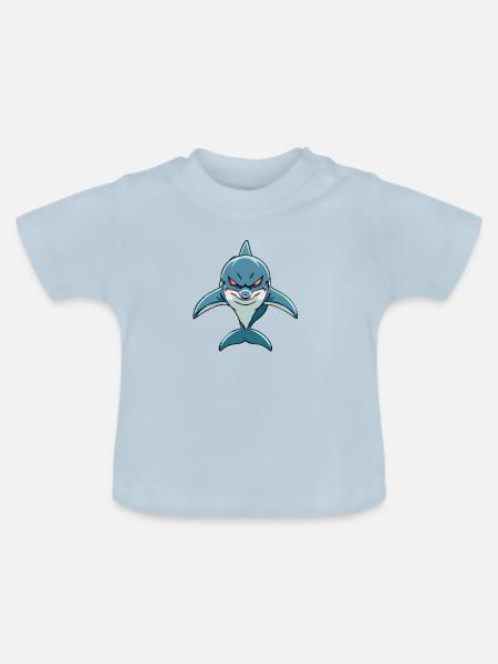 Krok der gefährliche Delfin - Baby Bio-T-Shirt mit Rundhals - Hellblau