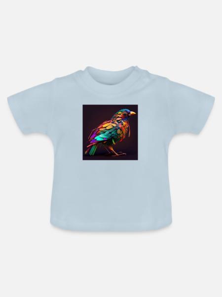 Farbiger Vogel, einzigartiges Design - Baby Bio-T-Shirt mit Rundhals - Hellblau