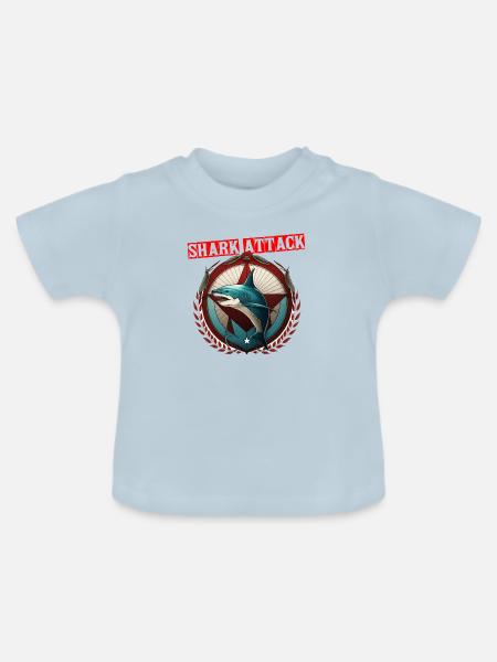Shark Hai Attack Geschenk - Baby Bio-T-Shirt mit Rundhals - Hellblau