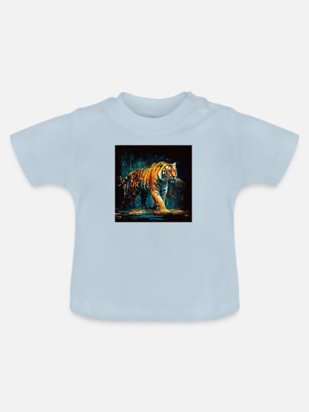 Bengalischer Tiger, Trail-Jäger - Baby Bio-T-Shirt mit Rundhals - Hellblau