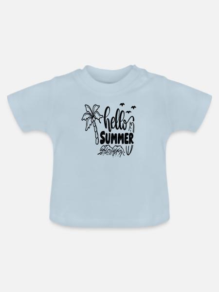 Hello Summer - Baby Bio-T-Shirt mit Rundhals - Hellblau