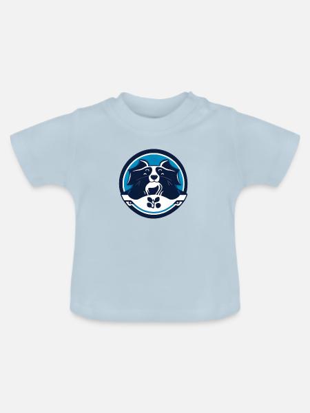 Rundes Hundeporträt - Baby Bio-T-Shirt mit Rundhals - Hellblau