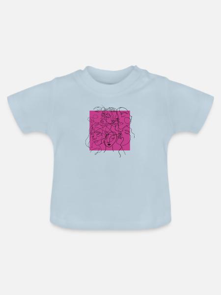Gesichtslinie rosa - Baby Bio-T-Shirt mit Rundhals - Hellblau