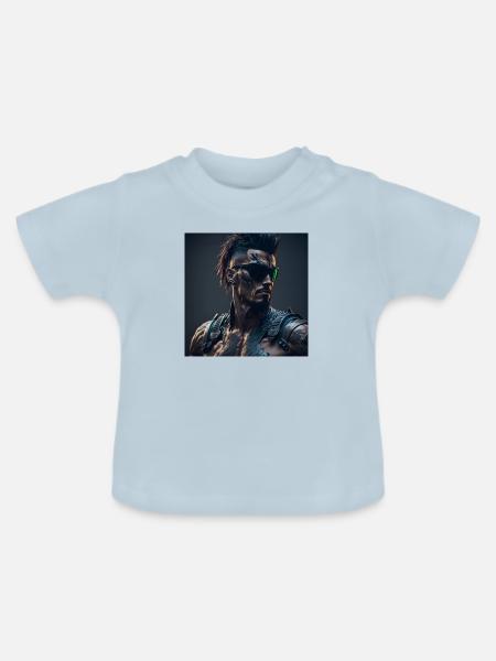 Future Cyberpunkt Warrior - Baby Bio-T-Shirt mit Rundhals - Hellblau