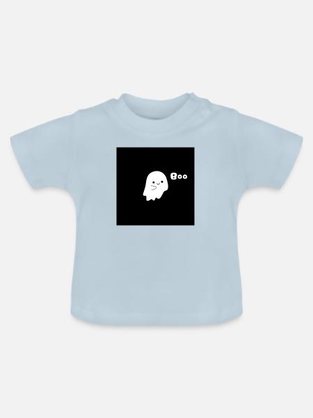 Süßer Geist Boo schwarz - Baby Bio-T-Shirt mit Rundhals - Hellblau