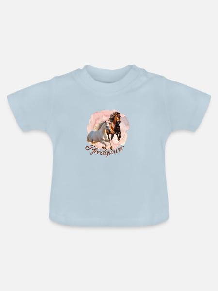 Pferdepower - Baby Bio-T-Shirt mit Rundhals - Hellblau