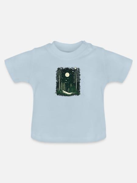 Wald bei Vollmond - Baby Bio-T-Shirt mit Rundhals - Hellblau