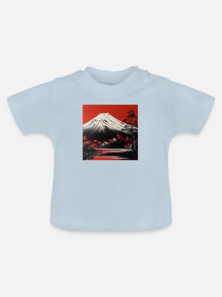 Bergromantik am Mount Fuji - Baby Bio-T-Shirt mit Rundhals - Hellblau
