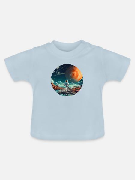 Spaceman um All, Astronauten Geschenk - Baby Bio-T-Shirt mit Rundhals - Hellblau
