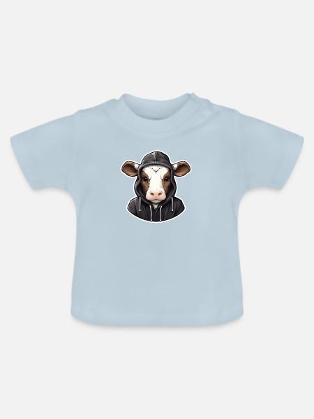 Coole Kuh in Freizeitkleidung - Baby Bio-T-Shirt mit Rundhals - Hellblau